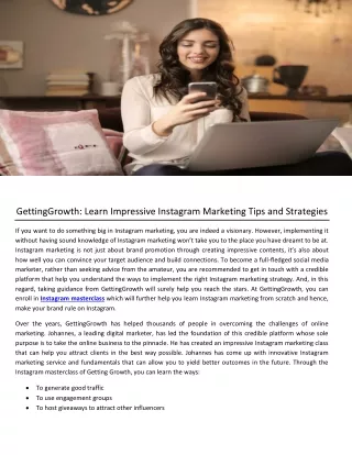 GettingGrowth: Learn Impressive Instagram Marketing Tips and Strategies