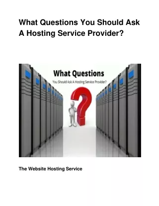 what questions you should ask a hosting service provider