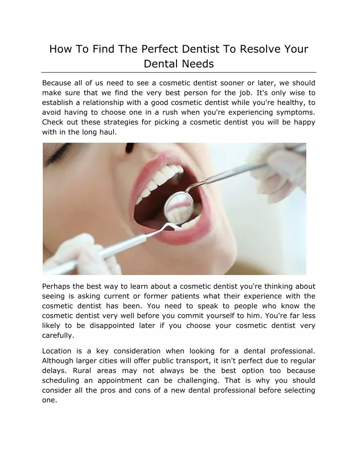 how to find the perfect dentist to resolve your