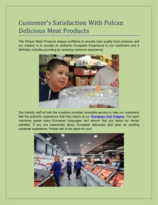 Customer’s Satisfaction With Polcan Delicious Meat Products