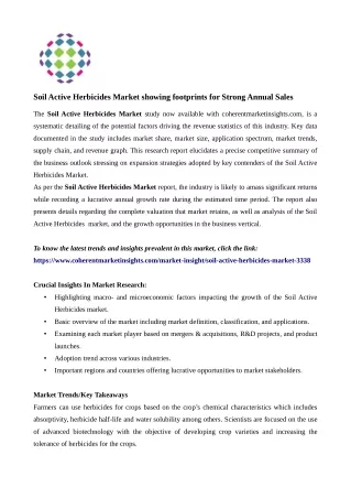 Soil Active Herbicides Market Trends, Size, Share, Status, Analysis And Forecast To 2027