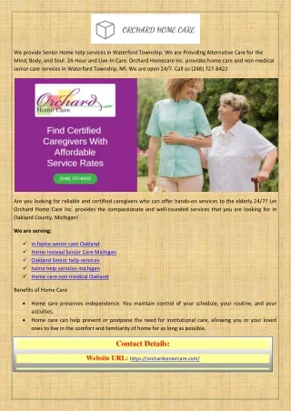 we provide senior home help services in waterford