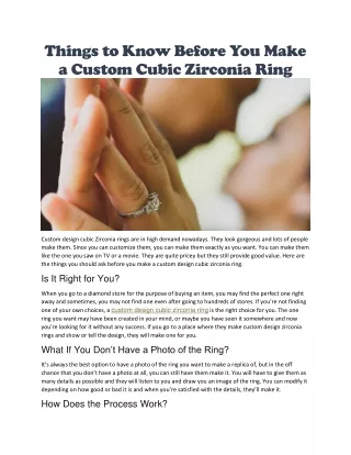 Custom design cubic zirconia ring