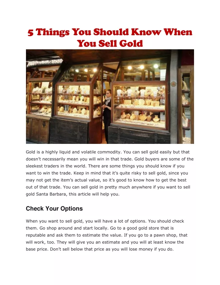 5 things you should know when you sell gold
