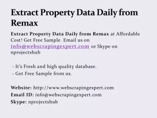 Extract Property Data Daily from Remax