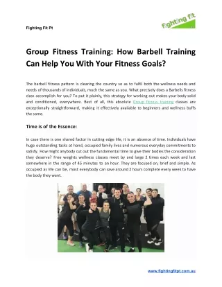 Group Fitness Training: How Barbell Training Can Help You With Your Fitness Goals?