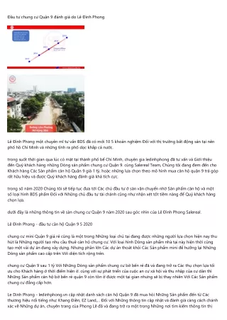 Tiềm năng tăng giá Chuyen gia bat dong san Le Dinh Phong nhờ vị trí