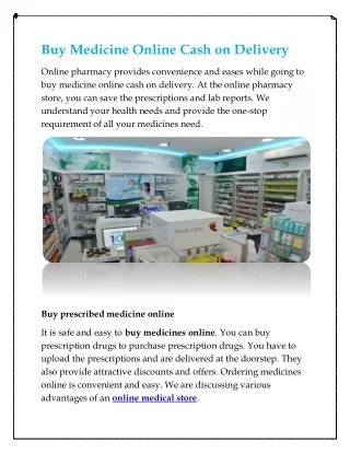 Buy Medicine Online Cash on Delivery