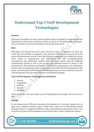 Understand Top 5 VoIP Development Technologies