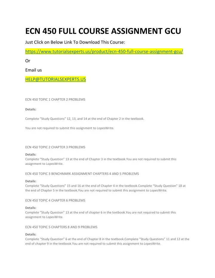 ecn 450 full course assignment gcu