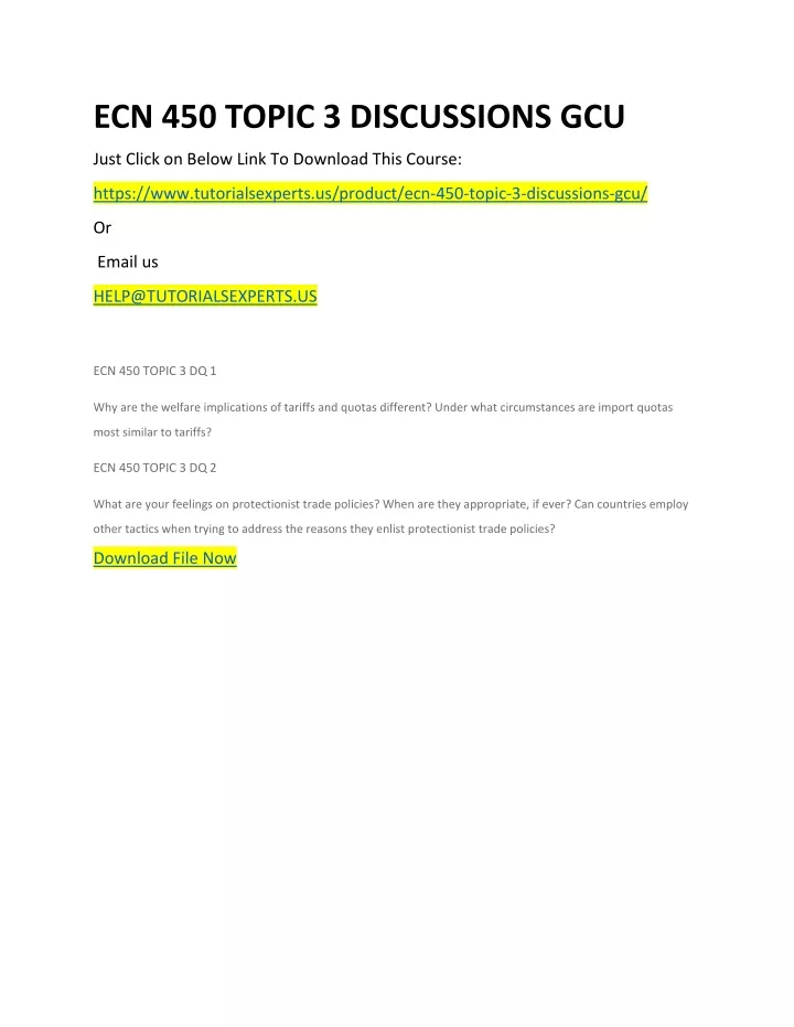 ecn 450 topic 3 discussions gcu