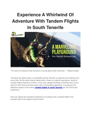 Experience A Whirlwind Of Adventure With Tandem Flights In South Tenerife