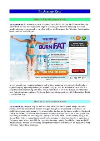 Now Incredible Fit Avenue Keto Examples