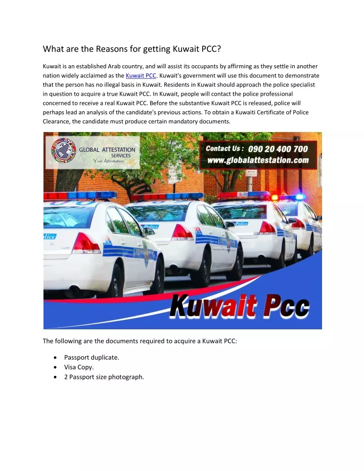 what are the reasons for getting kuwait pcc