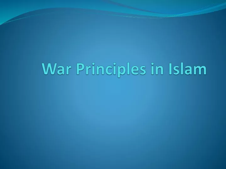 war principles in islam