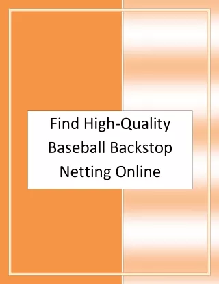 Find High-Quality Baseball Backstop Netting Online