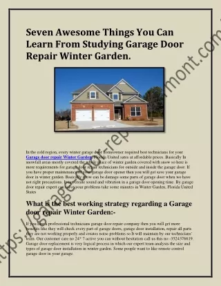 Seven Awesome Things You Can Learn From Studying Garage Door Repair Winter Garden.