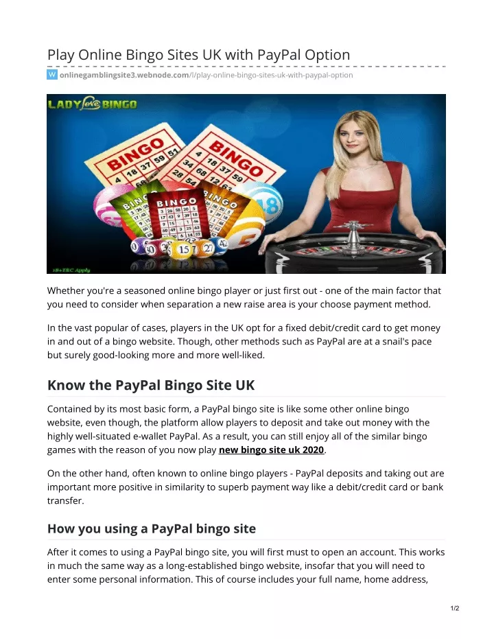 play online bingo sites uk with paypal option