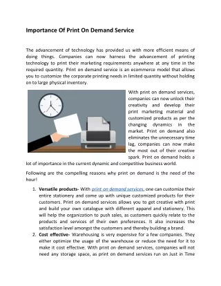 importance of print on demand service