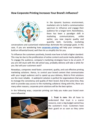 how corporate printing increases your brand