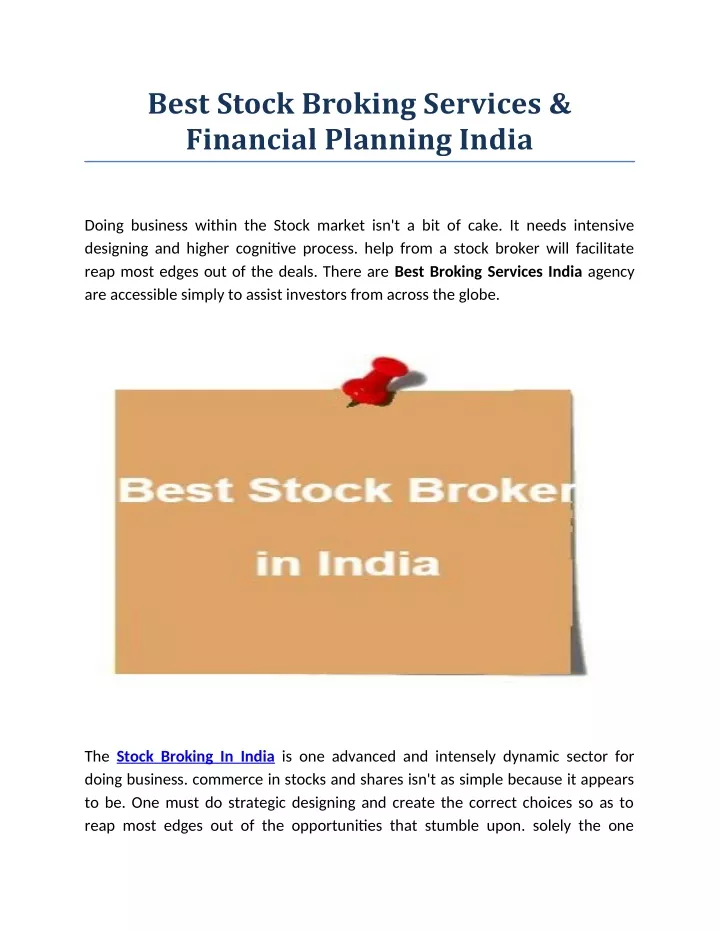 best stock broking services financial planning
