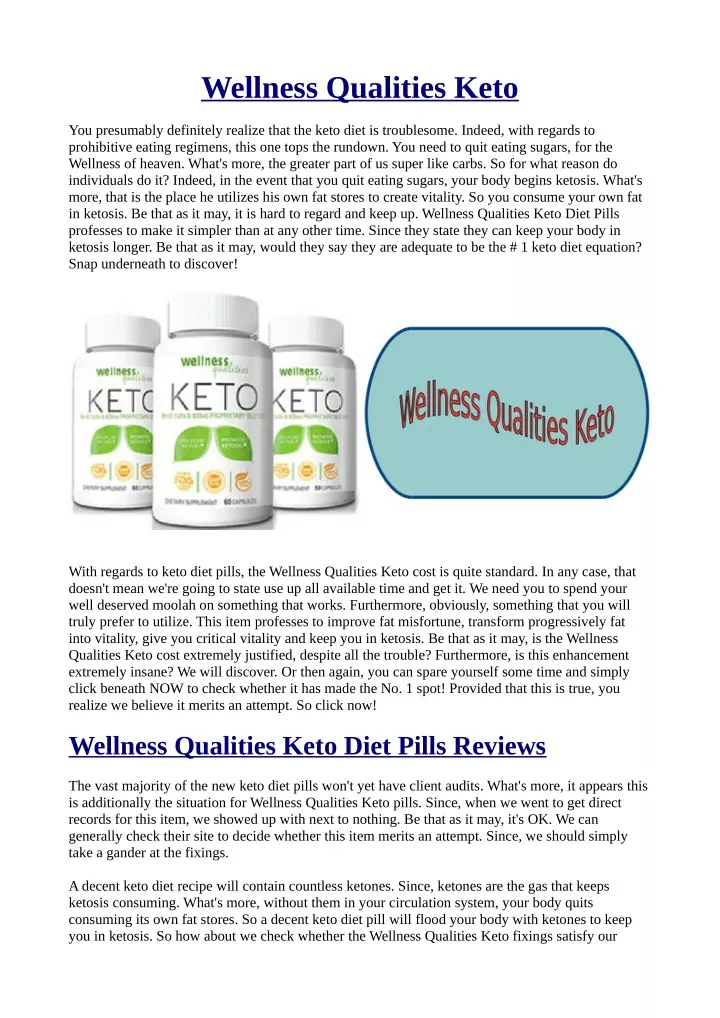 wellness qualities keto