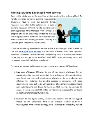printing solutions managed print services even