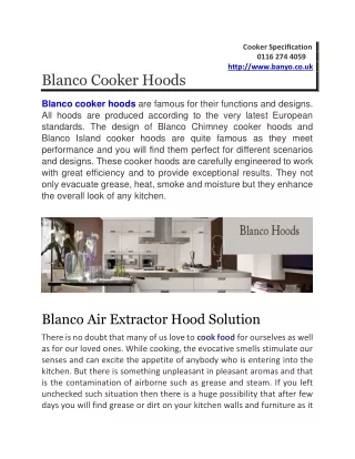 Blanco Cooker Hoods | Chimney Hoods- Banyo