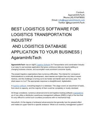 BEST LOGISTICS SOFTWARE