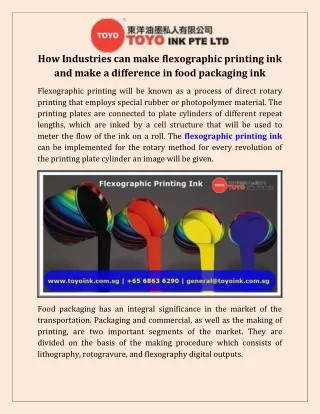 How Industries can make flexographic printing ink and make a difference in food packaging ink