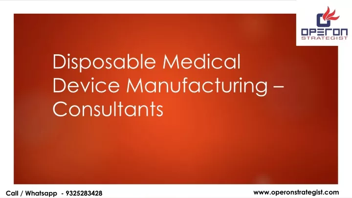 disposable medical device manufacturing
