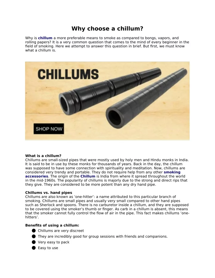 why choose a chillum