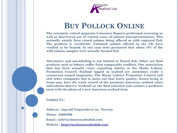 buy pollock online