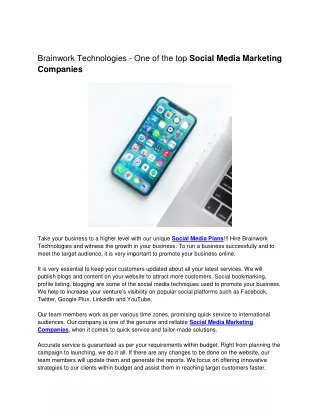 Brainwork Technologies - One of the top Social Media Marketing Companies