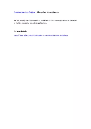 executive search in thailand alliance recruitment