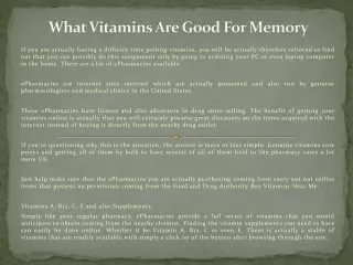 what vitamins are good for memory