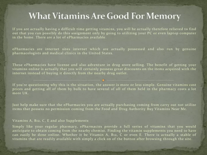 what vitamins are good for memory
