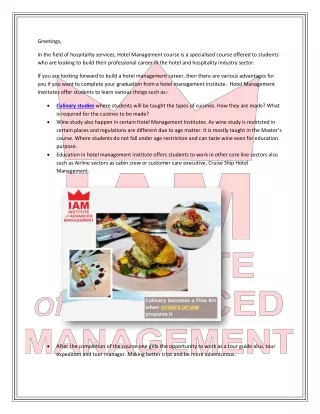 Is hotel management a good course? - Institute of Advanced Management