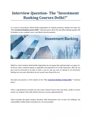 Interview Question- The "Investment Banking Courses Delhi?"