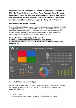 global household fans market trends analysis