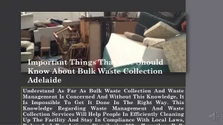 Important Things That One Should Know About Bulk Waste Collection Adelaide