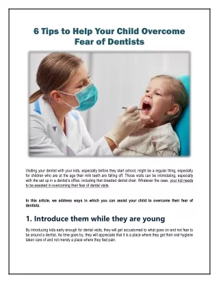 6 Tips to Help Your Child Overcome Fear of Dentists