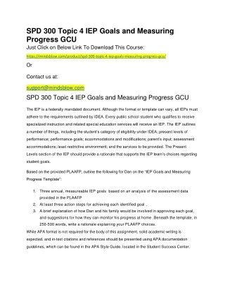 spd 300 topic 4 iep goals and measuring progress