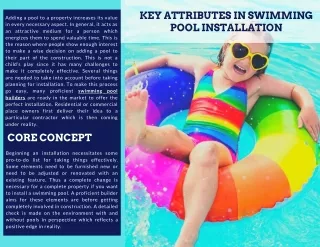 key attributes in swimming pool installation