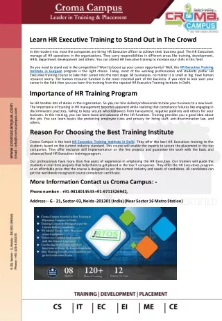 learn hr executive training to stand