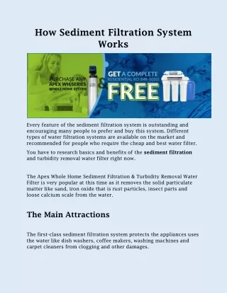 Sediment Filtration System - How Sediment Filtration System Works