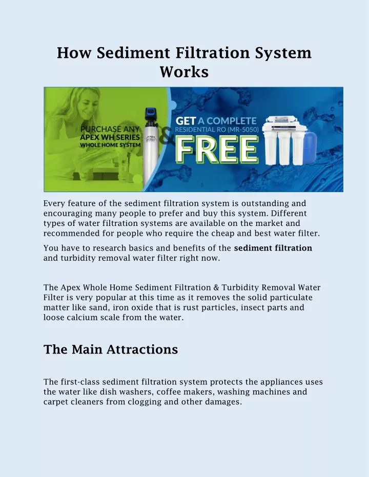 how sediment filtration system works