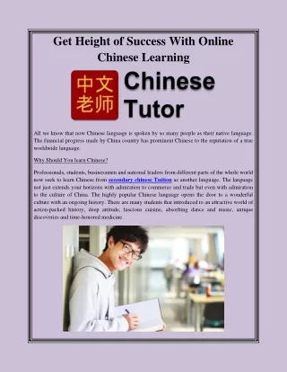 Get Height of Success With Online Chinese Learning