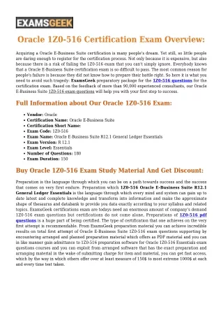 Oracle E-Business Suite 1Z0-516 Oracle Exam Dumps