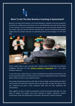 Want To Get The Best Business Coaching In Queensland